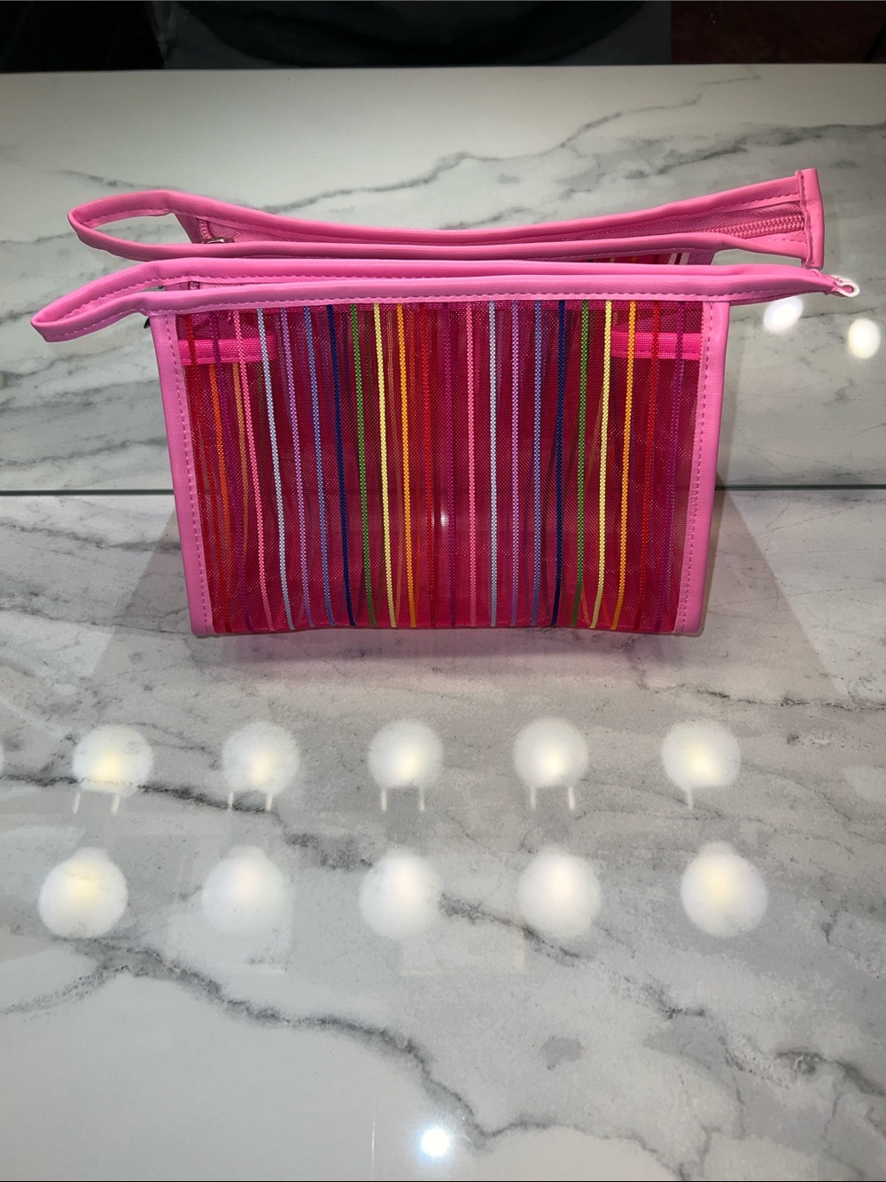 Pink Multi-Color Cosmetic Bag 🩷💜🩵